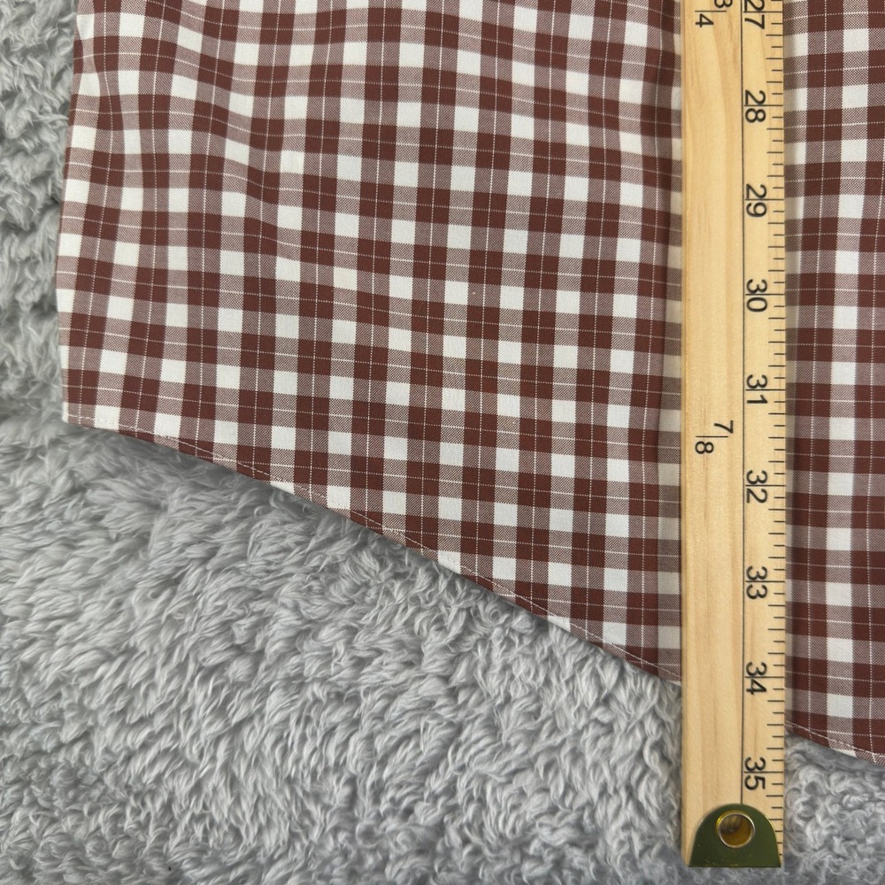 Brooks Brothers Mens 1XLT Brown Gingham Supima Cotton Non-Iron Stretch Shirt - Picture 7 of 9